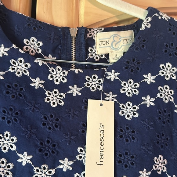 NWT Francesca’s Blue Dress with White Details Size S - Picture 2 of 4